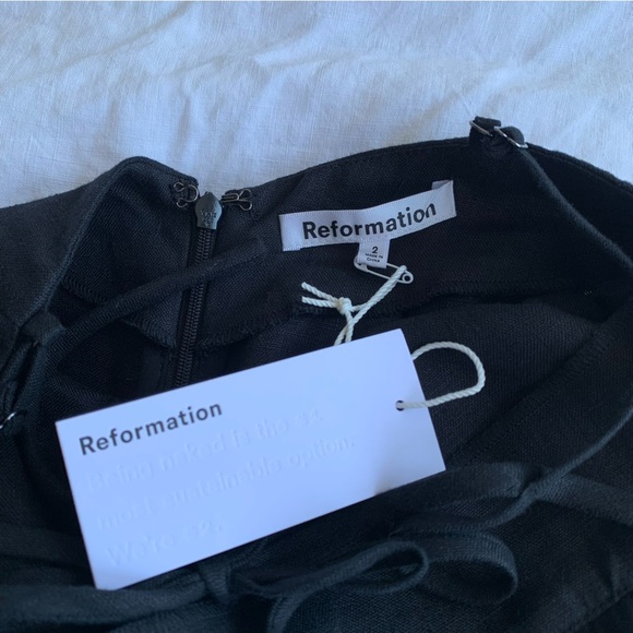 NWT Reformation Malibu Linen Bustier Open Tie Back Slit Maxi Dress - Picture 11 of 15